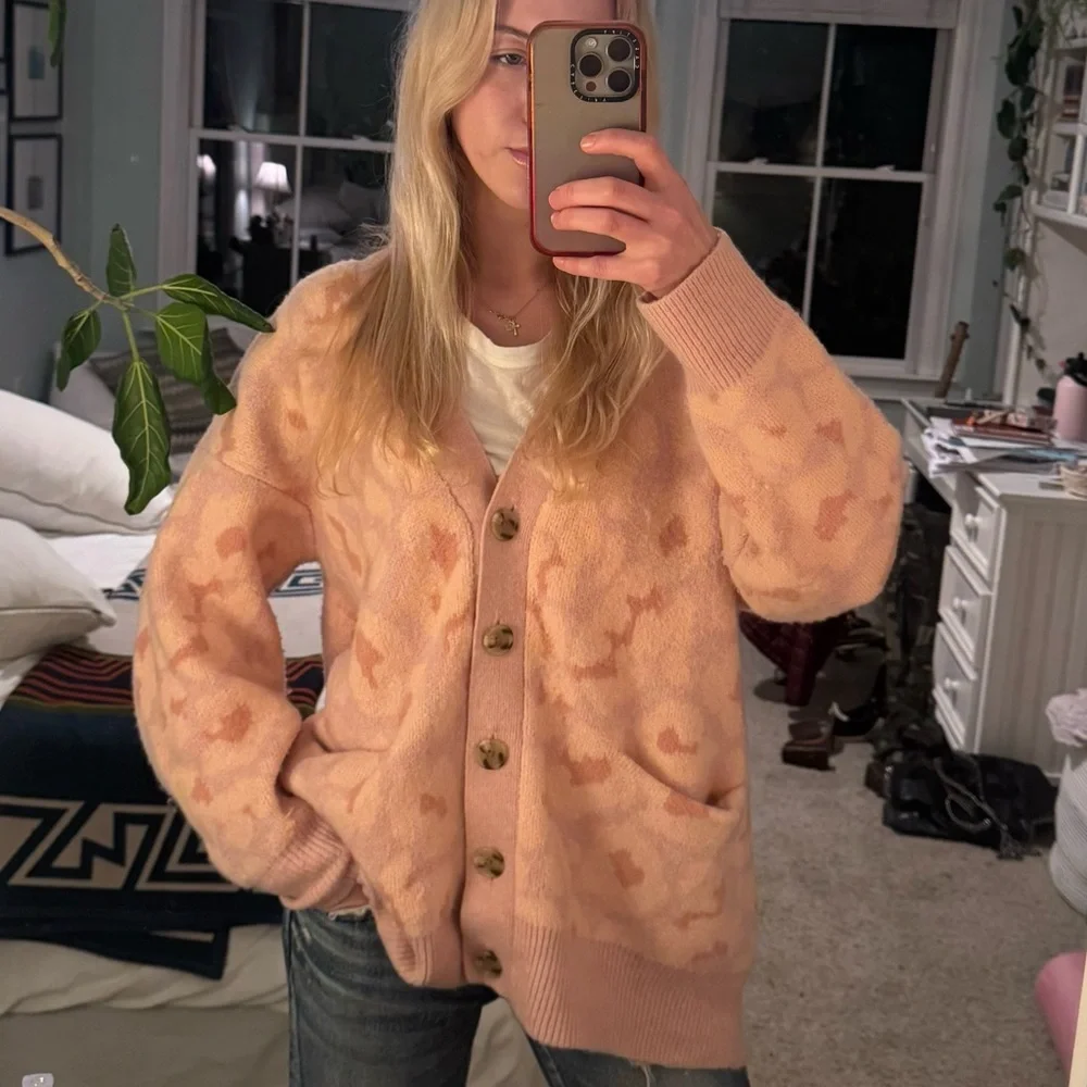 J. Crew Pink Patterned Cardigan